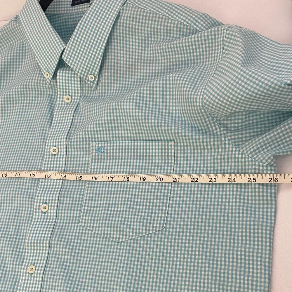 IZOD Men's Easy Care Mint Checkered Button Down Shirt XL - Picture 7 of 7